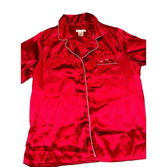 Victoria's Secret PINK Polyester Solid Red With Hearts Satin Pajama Set (SIZE L) - Picture 3 of 11